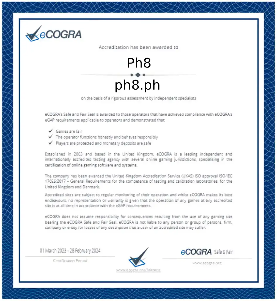 Ph8 eCOGRA License